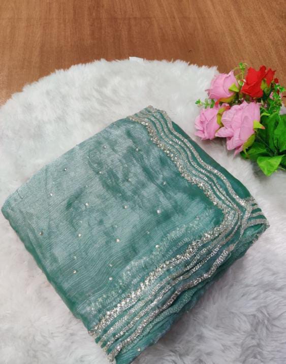 Pure Handwork Burberry Silk Saree