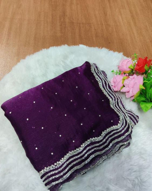 Pure Handwork Burberry Silk Saree