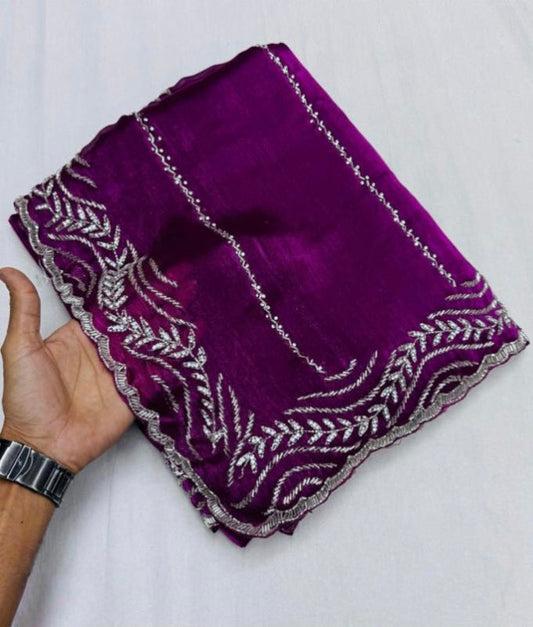 Women,s Pure organza saree original hand work