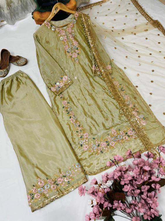 sequins & zari embroidery suit set