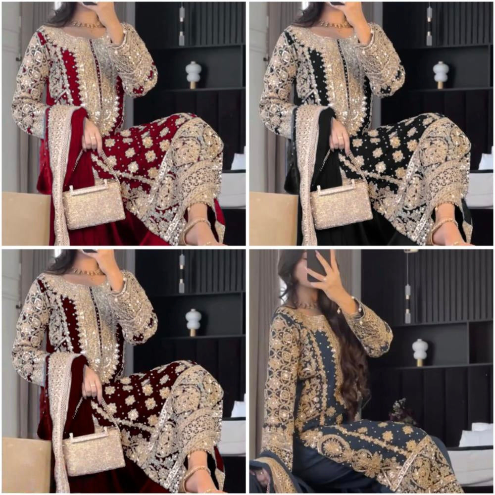 pure Georgette With Heavy Embroidery suit set,