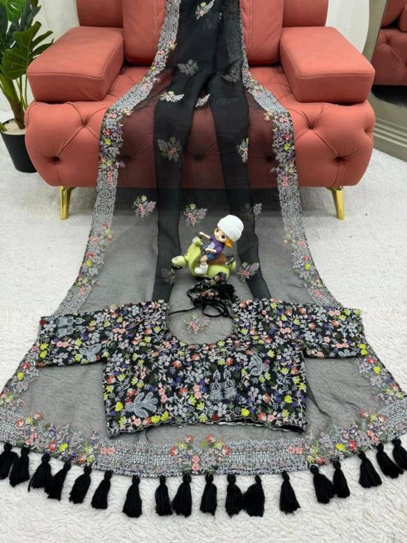 Tibby Silk black look saree