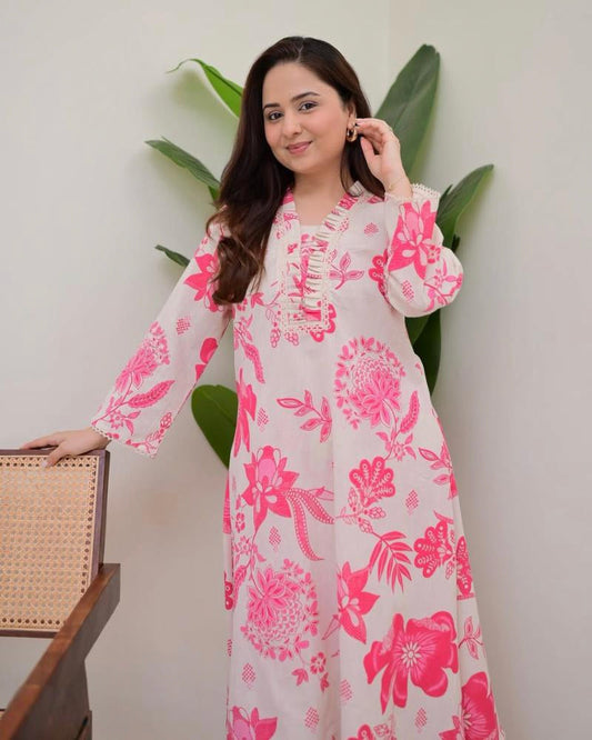 Cotton floral prints suits.