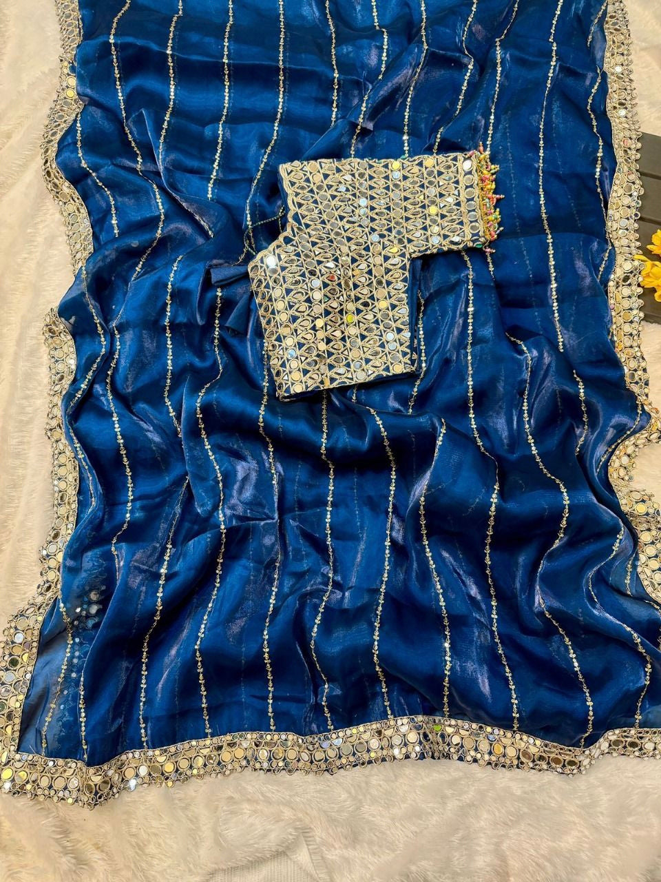 Mirror work saree