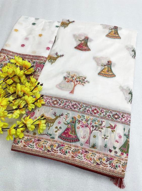 Pure Soft Pashmina Silk Weaving Saree