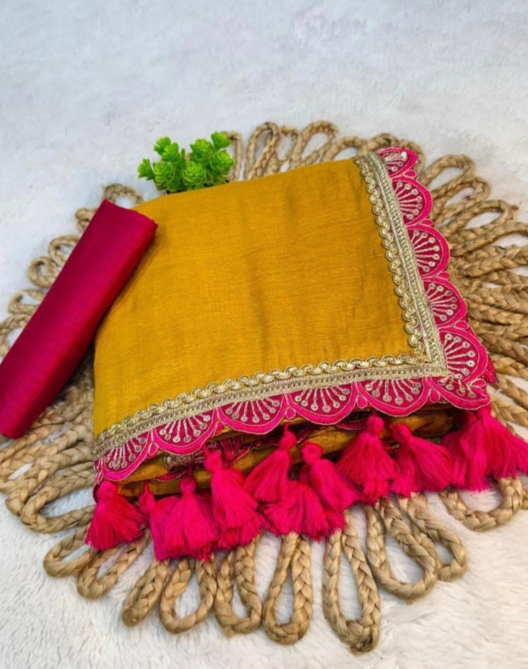 Presenting you trending gold tissue Saree with fancy lace border 25 lotkan