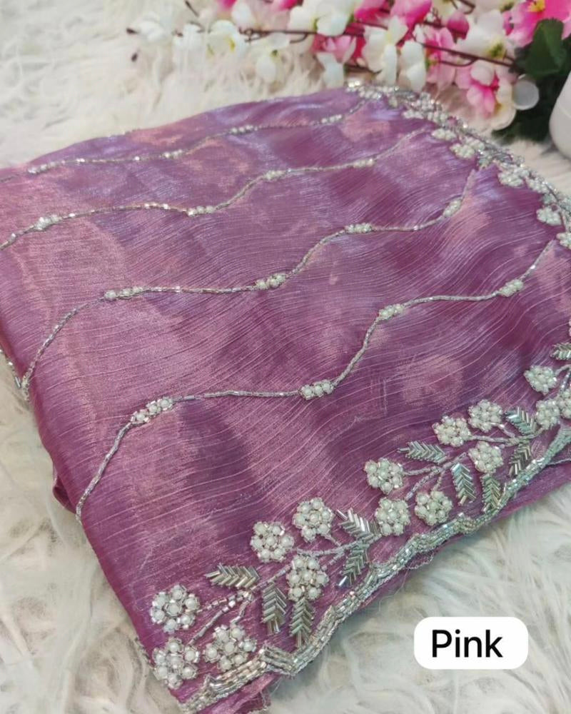 Pure hand work zimmy choo saree