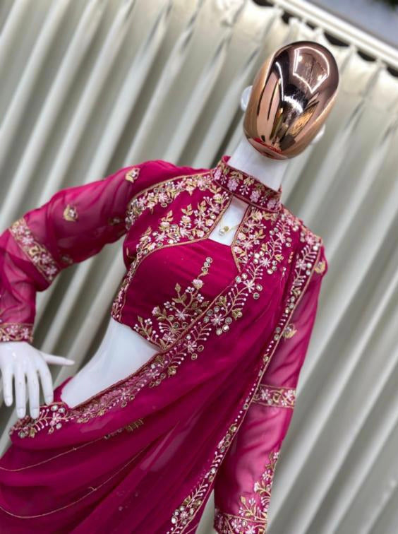 Party Wear Faux Georgette Lehenga Saree