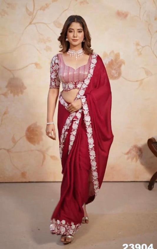 Embrodery Work Fully Stitch Blouse Saree