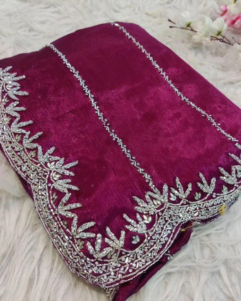 Zimmy Choo Saree pure Handwork ston work saree
