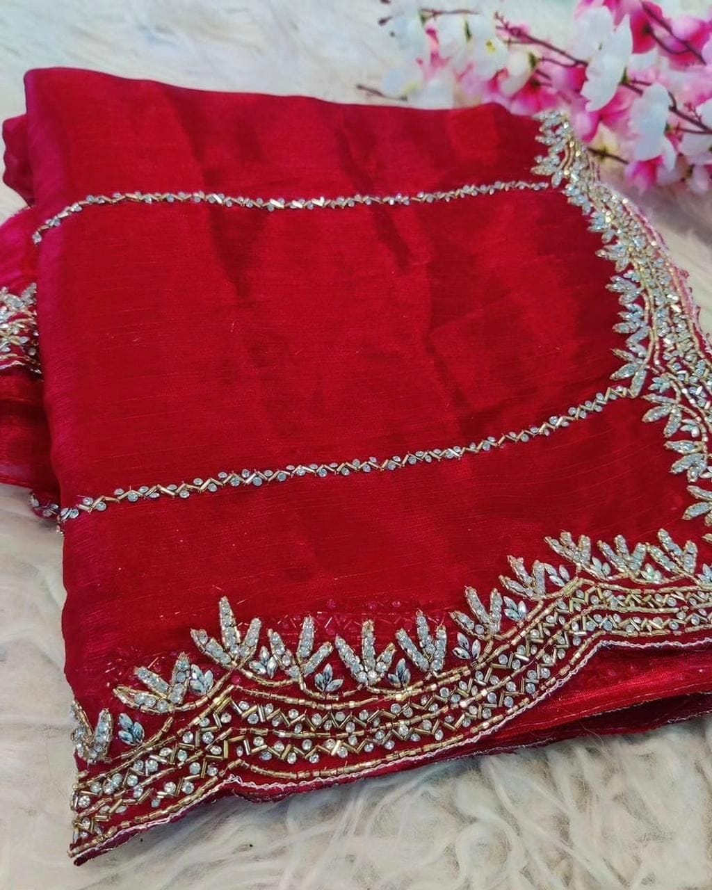 Zimmy Choo Saree pure Handwork ston work saree