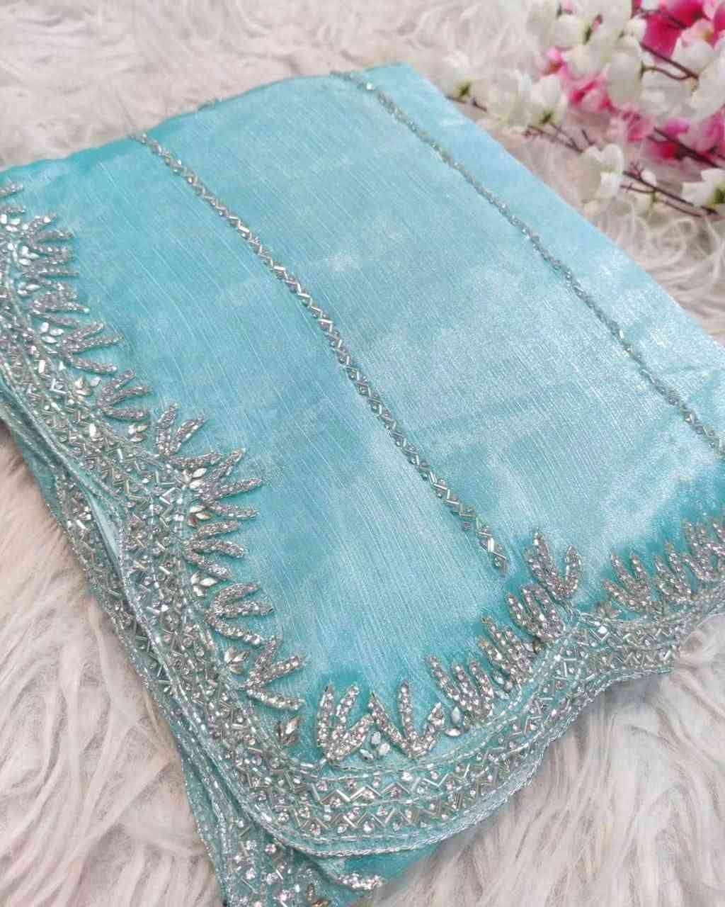 Zimmy Choo Saree pure Handwork ston work saree