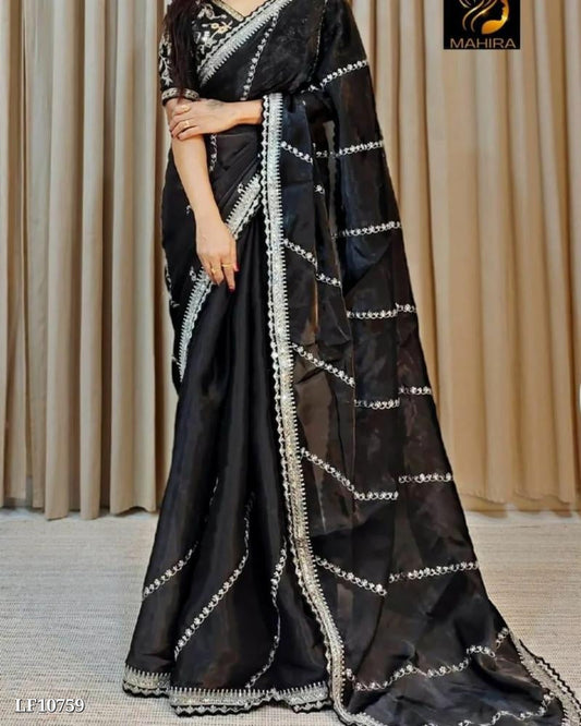 rongoli saree fancy hand EMBROIDERY SEQUENCE resom moti ,tiki, work