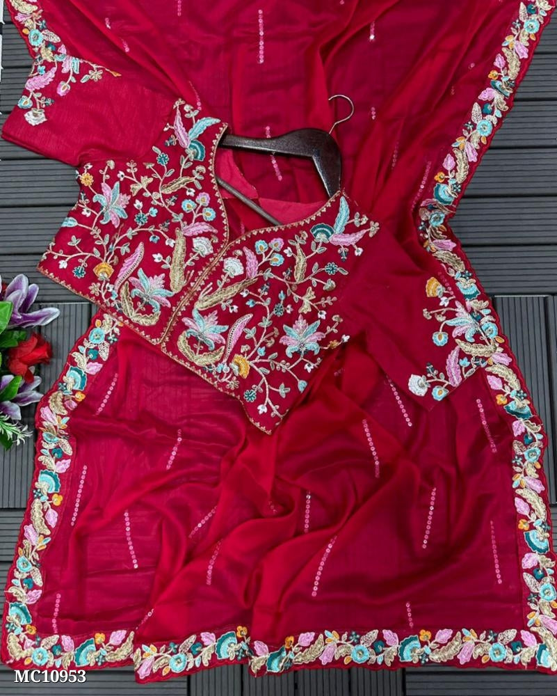 Women,s Blooming Rangoli Sequance Embroidery work stitching blouse