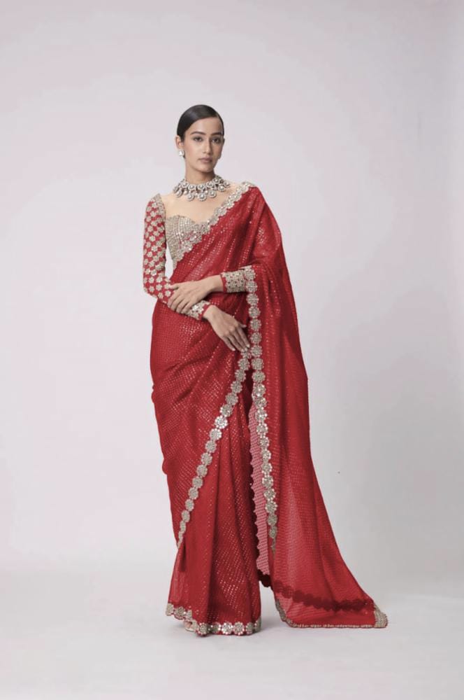 Mirror saree Pure Georgette