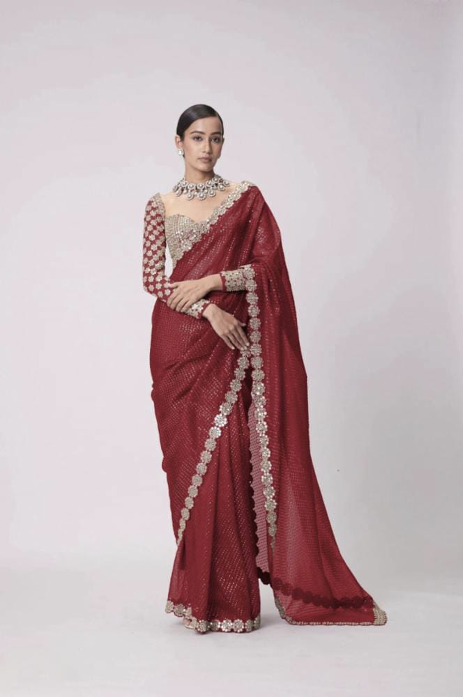 Mirror saree Pure Georgette