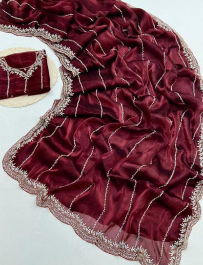 Zimmy Choo Saree pure Handwork ston work saree