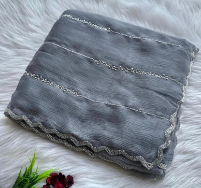 Hand work pure saree