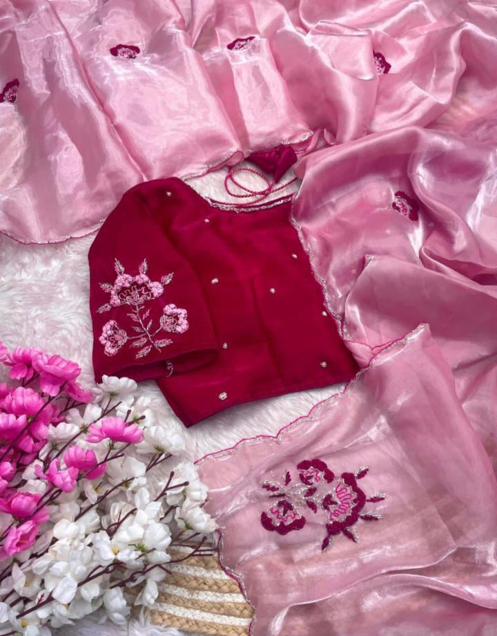 Soft Jimmy Choo hand work saree