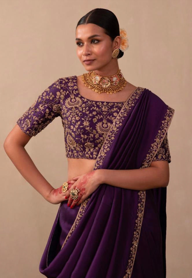 Party Wear Vichitra Embroidery Saree