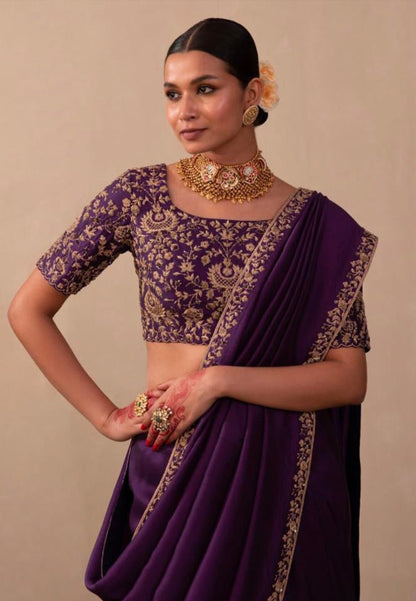 Party Wear Vichitra Embroidery Saree