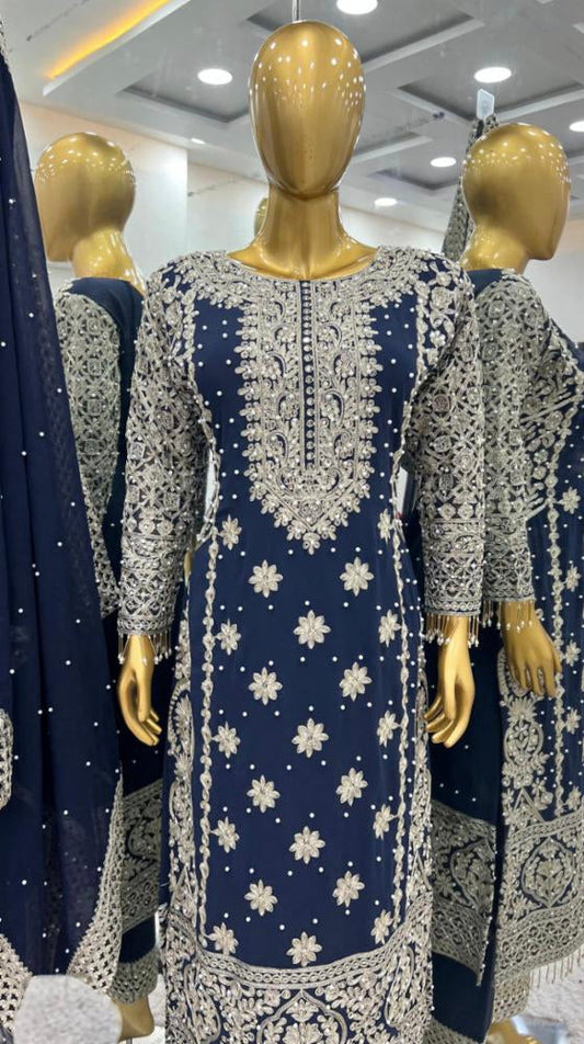 pure Georgette With Heavy Embroidery suit set