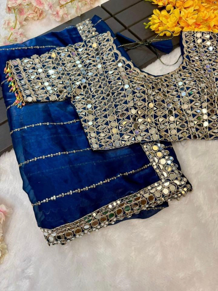 Mirror work saree