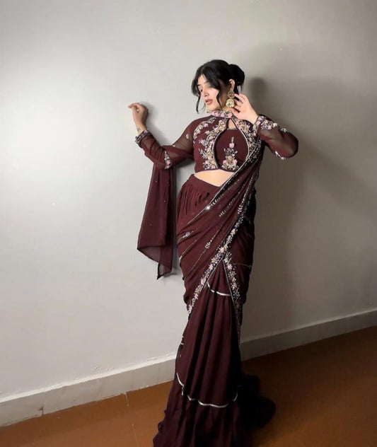 Party Wear Faux Georgette Lehenga Saree