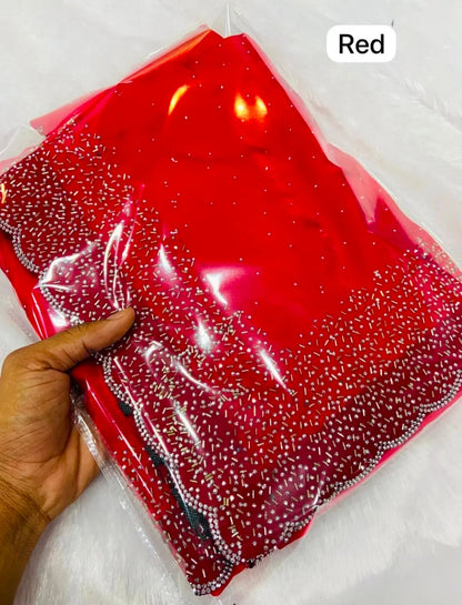 Premium Fandy Satin saree pure hand diamond work