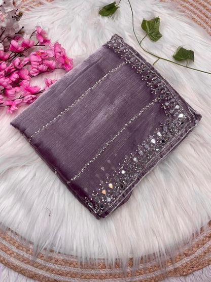 Women,s New Mirror Handwork Jimmy Choo Saree