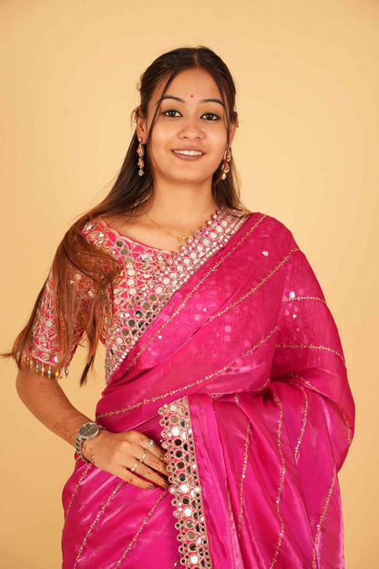 Mirror work saree