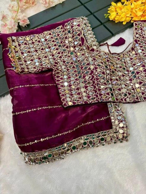 Mirror work saree