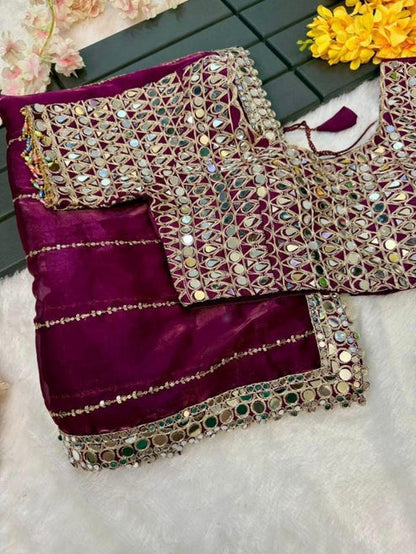 Mirror work saree
