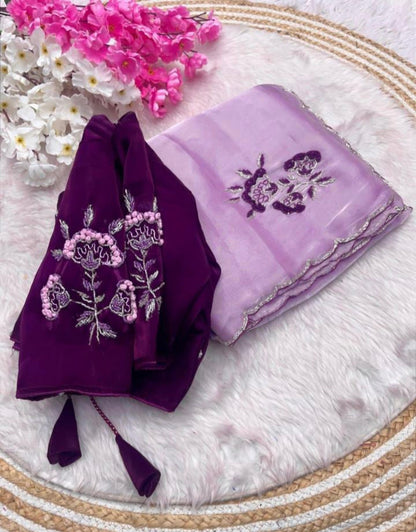 Soft Jimmy Choo hand work saree