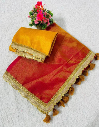 Presenting you trending gold tissue  Saree with fancy lace border 25 lotkan