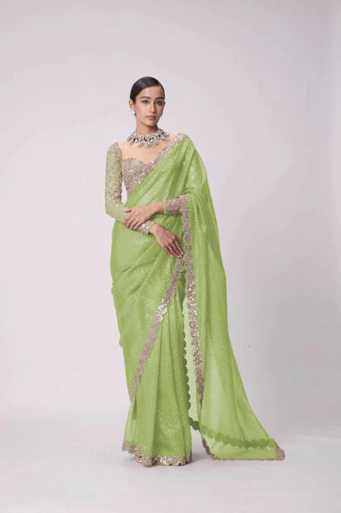 Mirror saree Pure Georgette