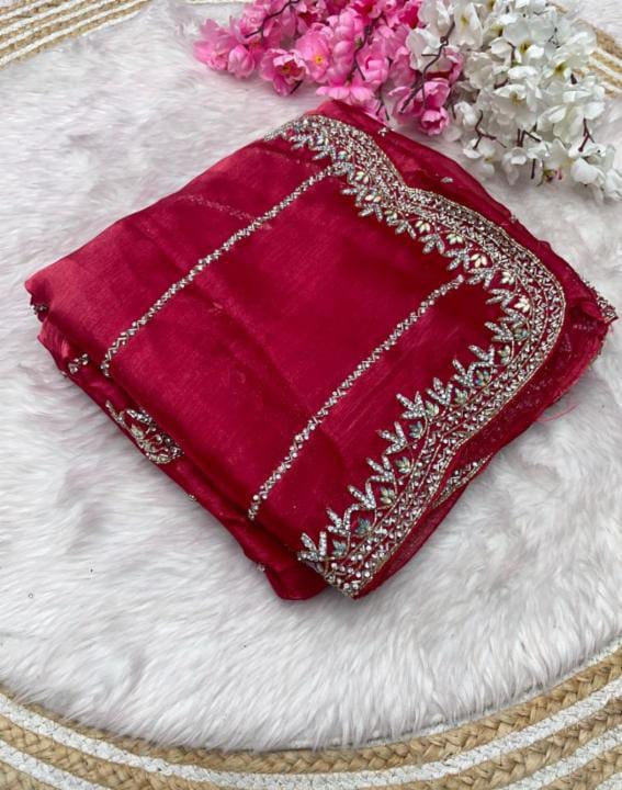 Zimmy Choo Saree pure Handwork ston work saree