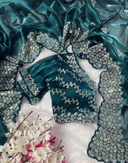 Pure Zimmy Choo Satin Saree with blouse stitch