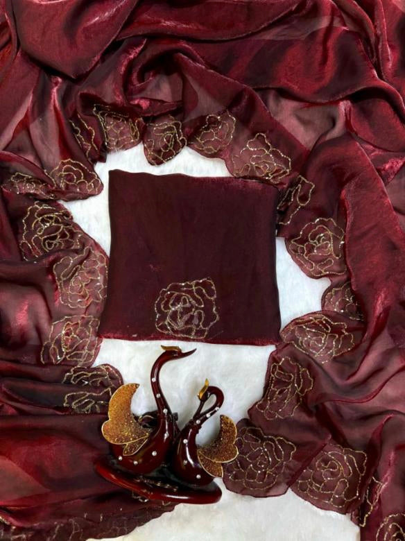 Pure Space Silk kat dena hand work saree