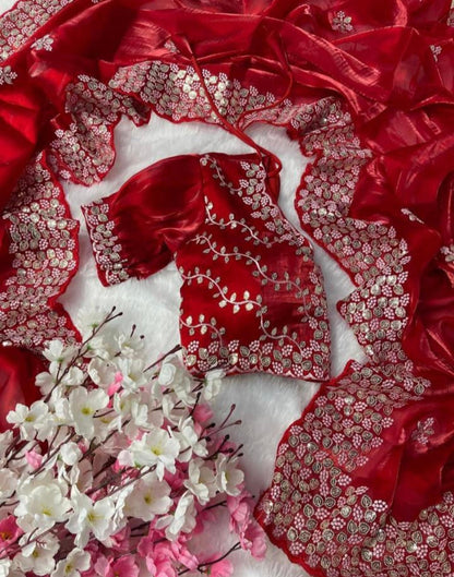 Pure Zimmy Choo Satin Saree with blouse stitch