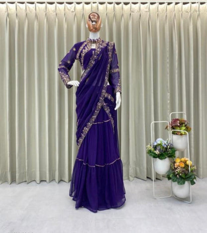 Party Wear Faux Georgette Lehenga Saree