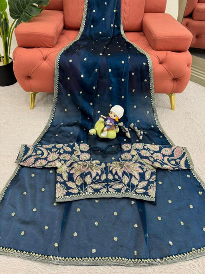 Beautiful Embroidery Zari Work With Siroski Work