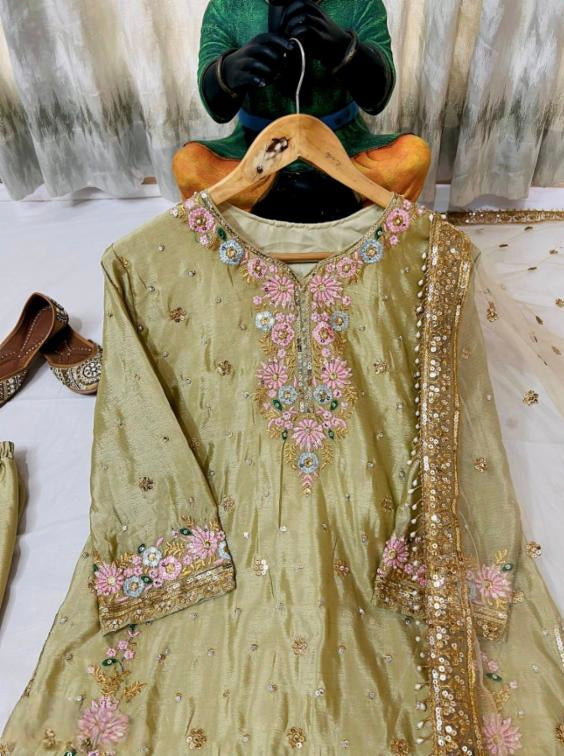 sequins & zari embroidery suit set