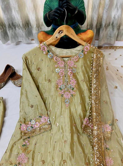 sequins & zari embroidery suit set