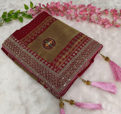 Pure Georgette Bandhani Print saree