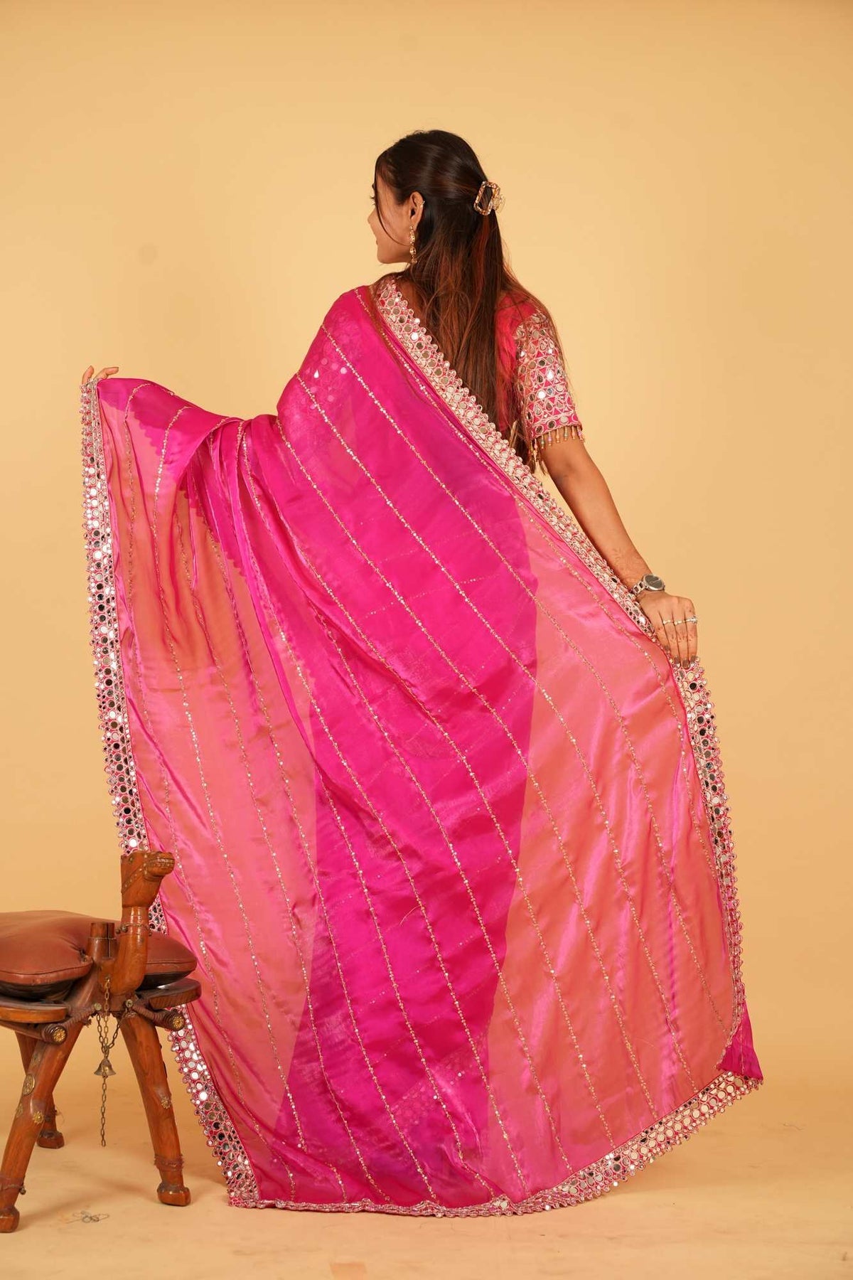 Mirror work saree