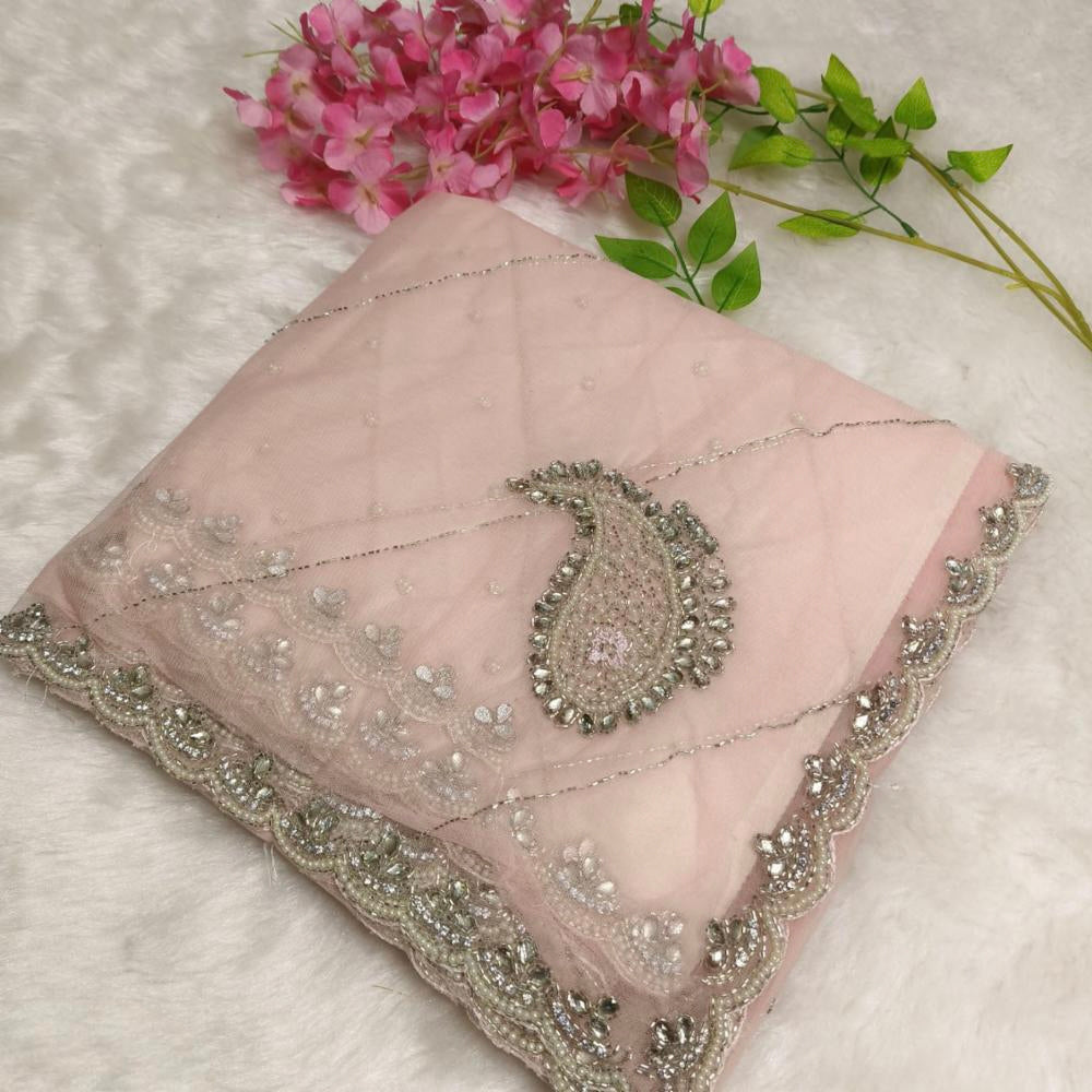 Butterfly Net Saree With Hand Diamond Work*