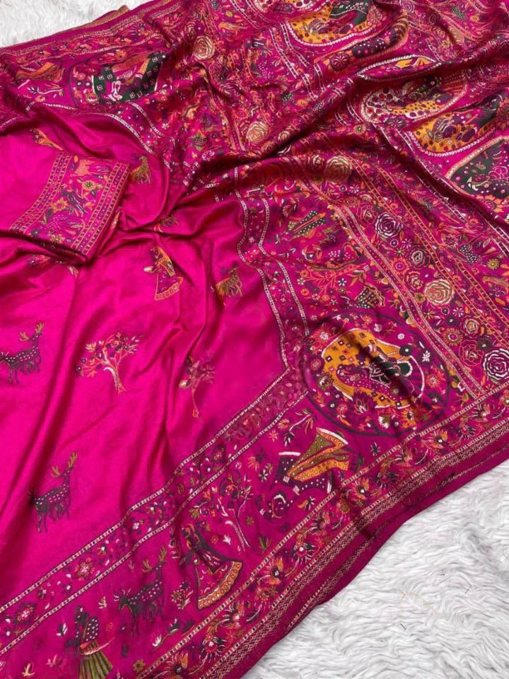 Pure Soft Pashmina Silk Weaving Saree