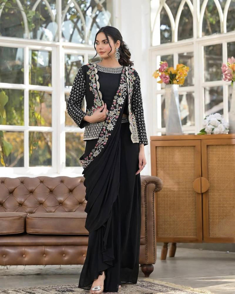 Chinon Silk Party Wear Koti With Sarara set