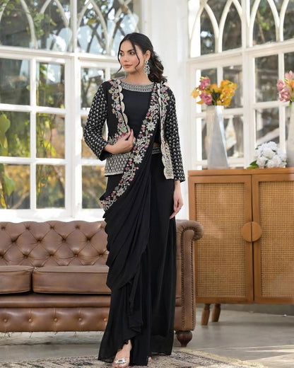 Chinon Silk Party Wear Koti With Sarara set